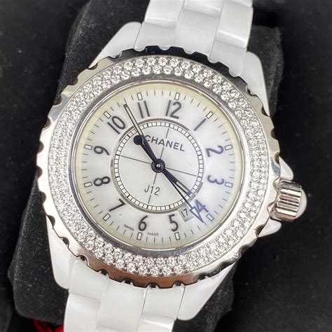 chanel white ceramic watch with diamonds replica|Chanel j12 watch price list.